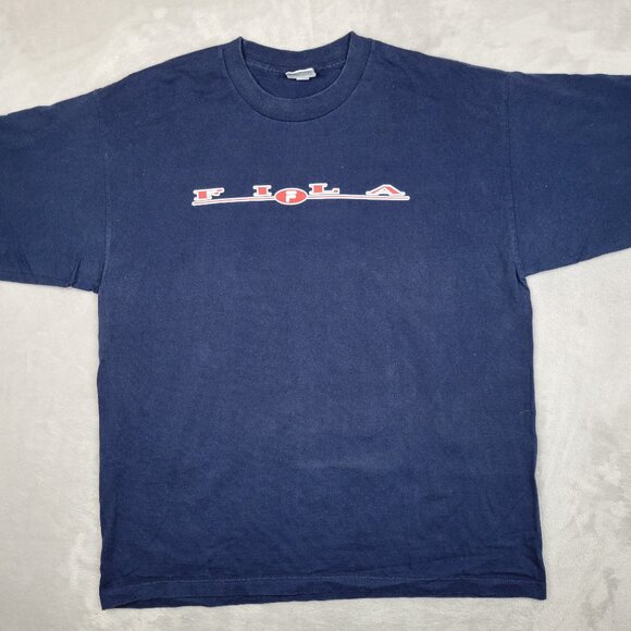 Vintage FILA Shirt Mens XXL Short Sleeve Graphic Tee Logo Made In USA Blue Adult - Picture 1 of 7